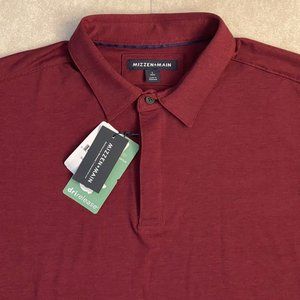 Mizzen + Main Men's Dark Red Filmore Polo Shirt Trim Fit Long Sleeve NEW XXL 2XL